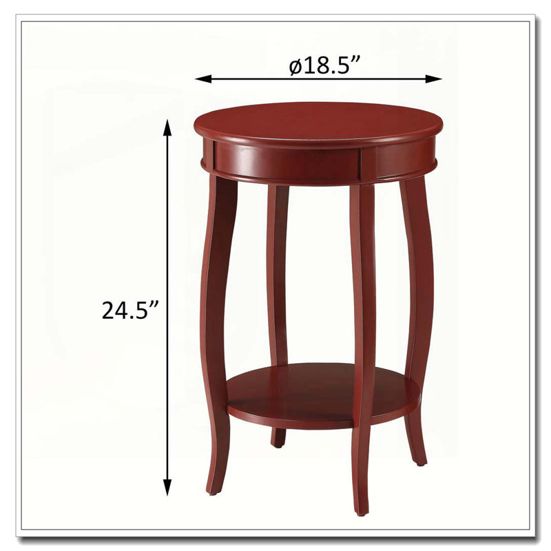 Table d'appoint ronde rouge avec tablette inférieure, Rouge