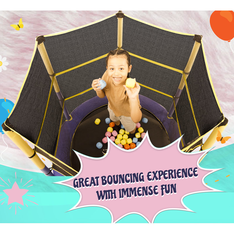 Machrus Upper Bounce 55" Kiddy Trampoline & Enclosure Set - Easy Assembly
