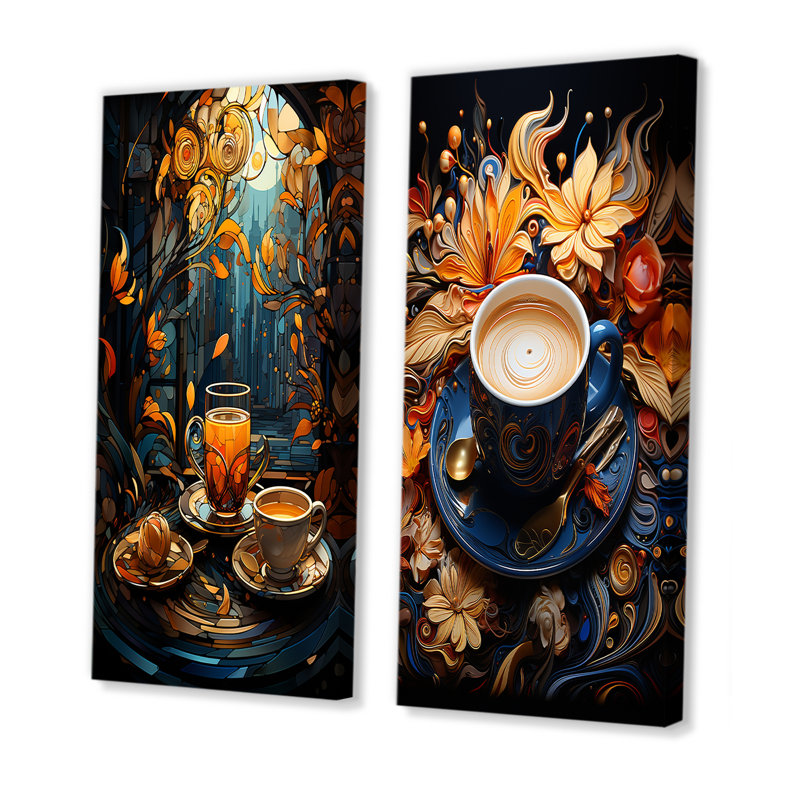 Cubic Coffee Infusions - Ensemble de 2 impressions sur toile café et thé, H 28 po x l 25 po, Toile tendue