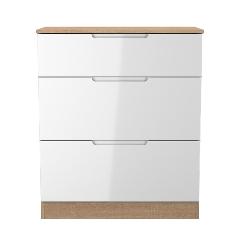 74cm W 3 - Drawer Chest of Drawers, White/Oak