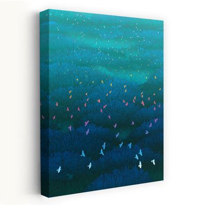 Contemporary Art Modern Abstract Bird Landscape Nature Wall Art by Angelo Cerantola - Wrapped Canvas Print