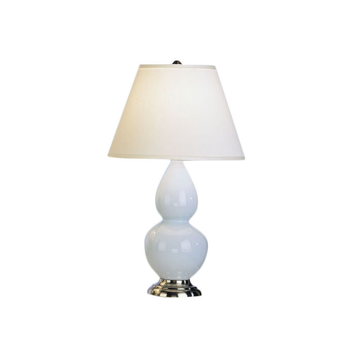 Ceramic Table Lamp, Baby Blue and Antique Silver Base