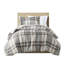 Housse de couette en microfibre à carreaux double / grand 3 pièces avec tissu écossais classique - étiquette, fermeture à boutons et certification de lavage en machine, fonction lavable