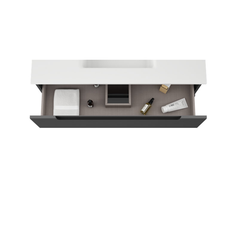 Meuble-lavabo sur pied simple 40 po avec plateau Moncler, gris, Gris