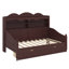Lit de jour simple avec tiroirs de rangement intégrés, lit de jour simple en bois avec tête de lit et tablettes de rangement-332750549