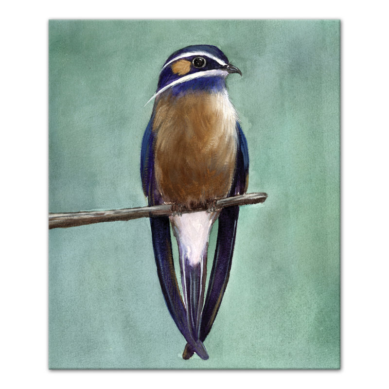 Oiseau sur une branche - Peinture sur toile, Toile tendue, H 24 po x l 20 po x P 1,25 po