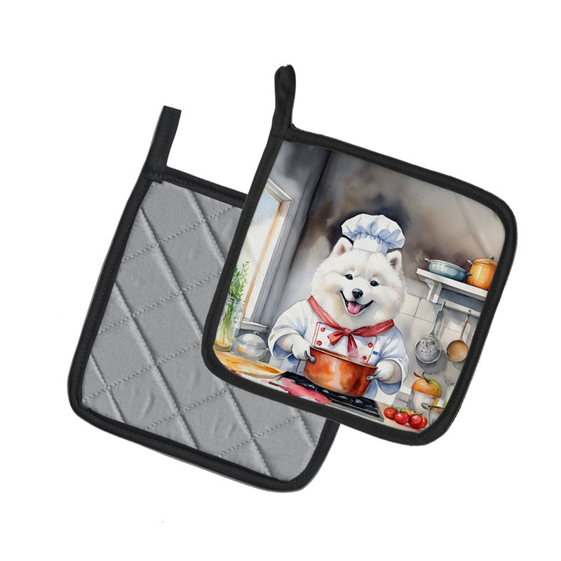 Caroline's Treasures The Dog Chef Polyester Potholder Set