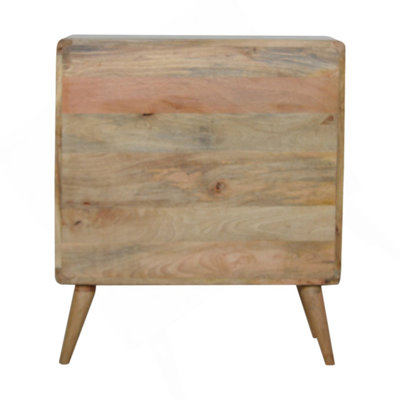 Curved Oak-Ish Chest, 3-Drawers, Legs, Light Brown