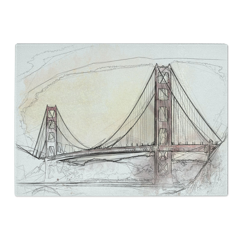 Golden Gate Bridge Vol.3 Sketch Chopping Board, 0.4cm H x 28.5cm W x 39cm L