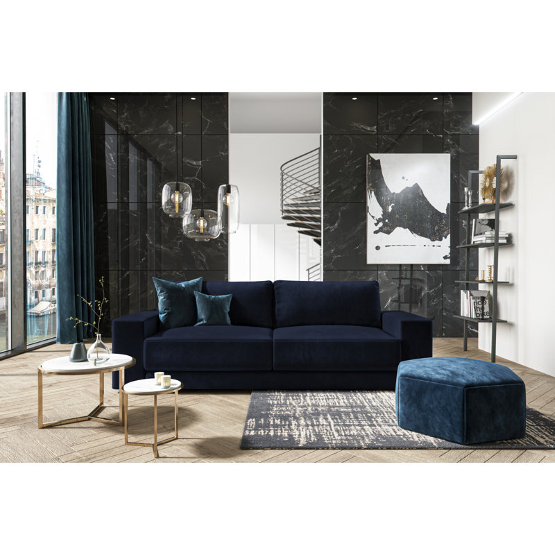 Donatella 4 Seater Velvet Sofa Bed, Blue