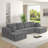 U-shaped modular sectional sofa, corduroy sleeper couch, space-saving minimalist design for living room, grey-1109191968