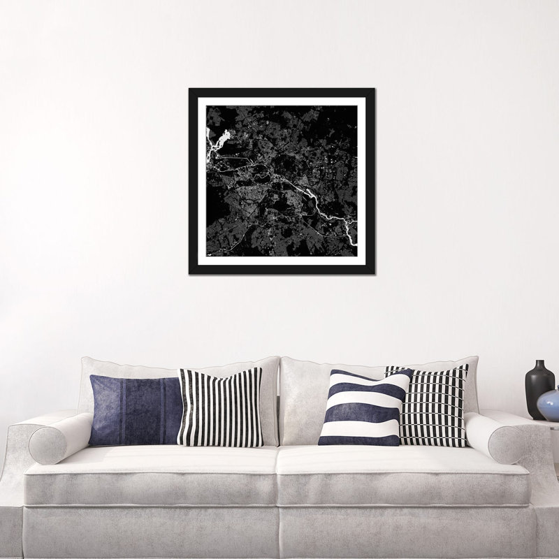 « berlin’square », impression sur toile tendue, H 24 po x l 24 po x P 1 po, Papier d'art encadré noir, Blanc