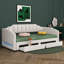 Twin XL To King Size Upholstered Daybed, Twin XL Size Extendable Upholstered Daybed With Two Storage Drawers And LED Light-742648478