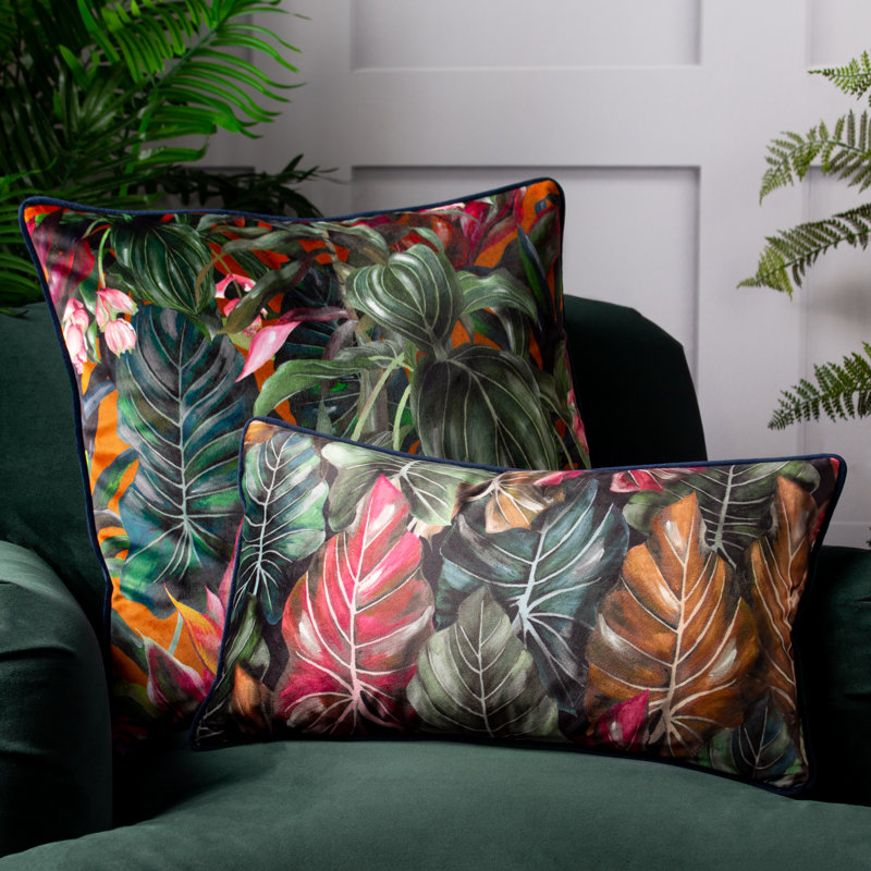 Floral Rectangular Lumbar Cushion, Autumn, Polyester
