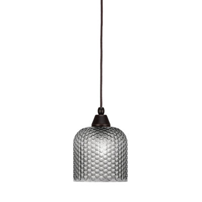 Mini-luminaire suspendu avec cordon en verre texturé fumée 7 po Any