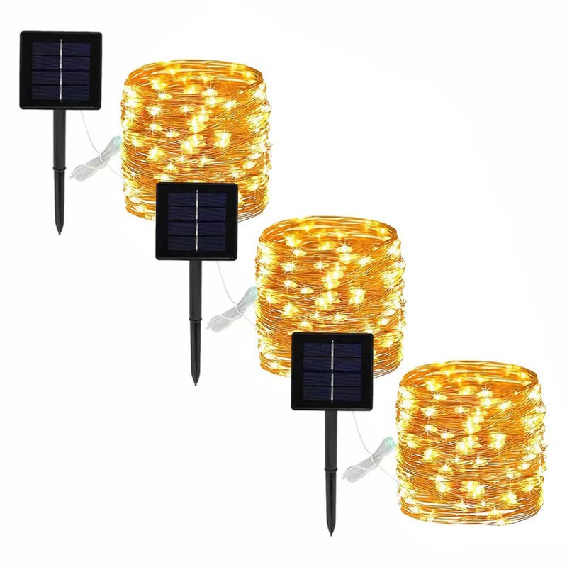 Dametria 66 ft Solar  String Light  200 - Bulb LED  Fairy String Lights Holiday Decorations, Yellow