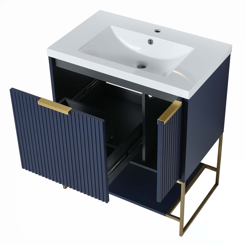 Meuble-lavabo autoportant avec lavabo en résine