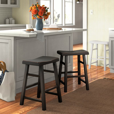 Tabouret de bar et de comptoir en bois massif massif Messer, 29 po, blanc (ensemble de 3)
