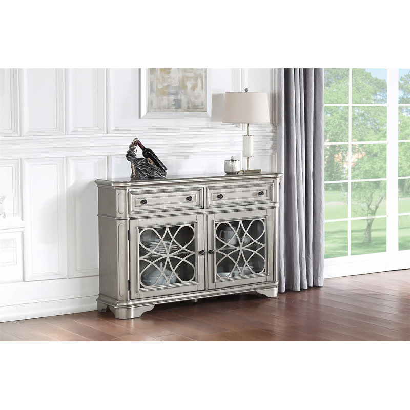 Meuble de salle à manger de style traditionnel 1 pièce, Argent argent