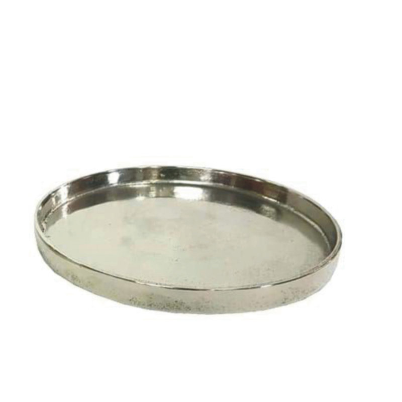 Assiette décorative en métal Alessa, Nickel brut, H 0,79 po x l 7,87 po x P 7,87 po