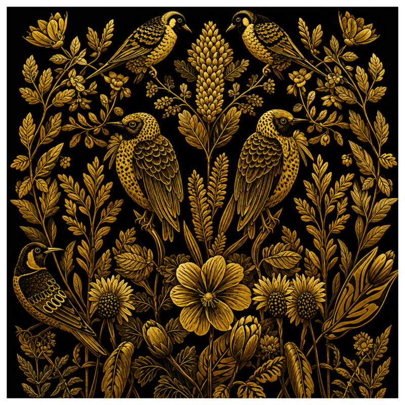 Coussins Golden Birds Botanical, 14 X 14 pouces