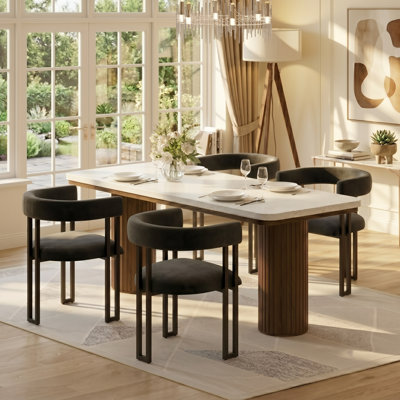 Modern velvet curved Dining Armchair