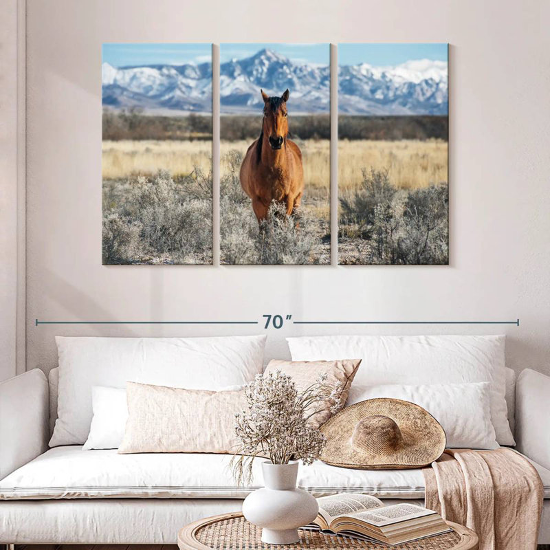 Cheval en hiver, H 32 po x l 50 po