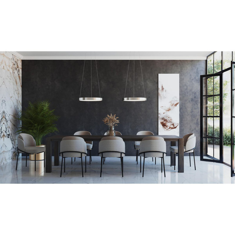Luminaire suspendu DEL moderne, Nickel brossé, H 2,40 po x l 20 po x P 20 po