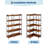 Corner Bookshelf with 5-Tier Storage, Reverse Design & 4 Hooks – 65 Inches – Wooden & Metal Frame – Open Shelving – Rustic Brown