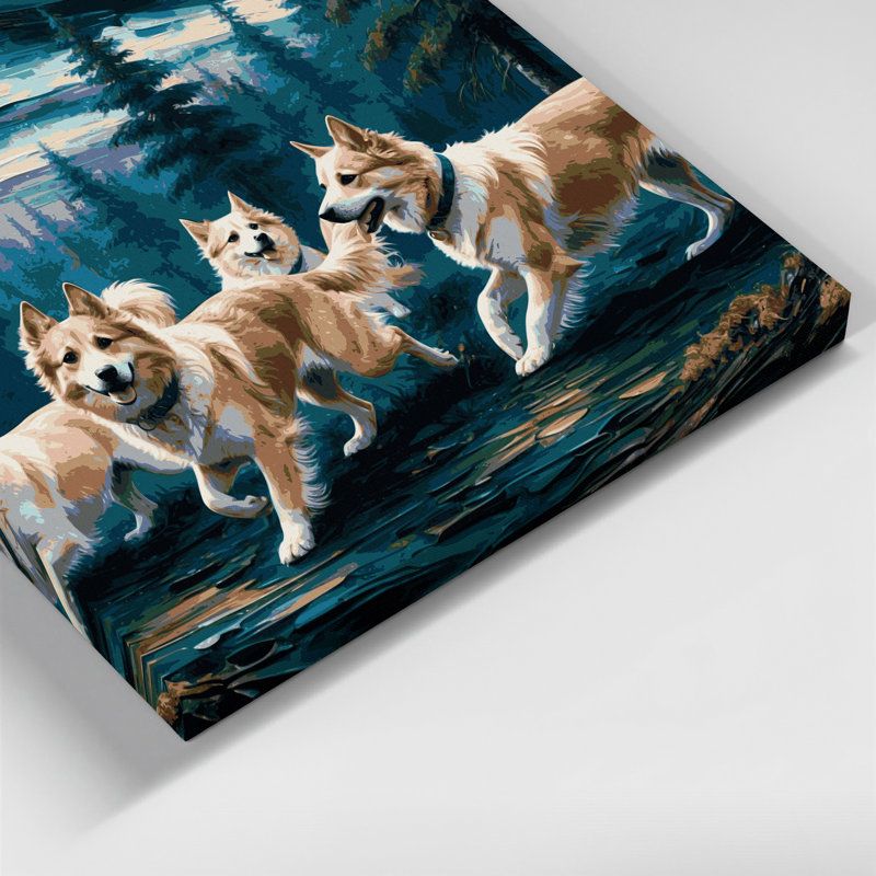 Chiens, "Buhund" gris sur toile, art mural, H 32 po x l 32 po