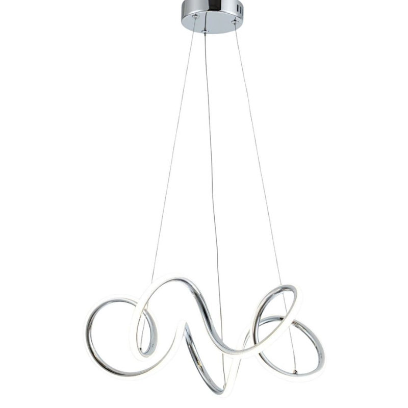 1 - Light LED Geometric Pendant, Polished Chrome