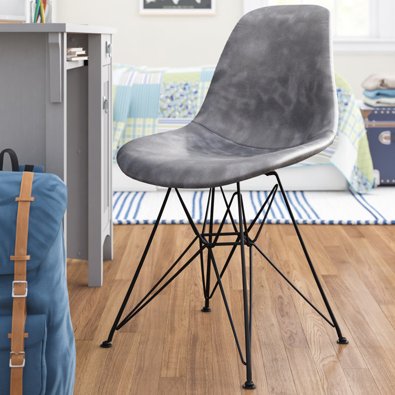 Chaise d'appoint Casina, Faux cuir gris