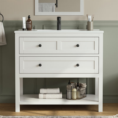 Wilce Meltiva Single Sink Bathroom Vanity With Solid Surface Composite Top