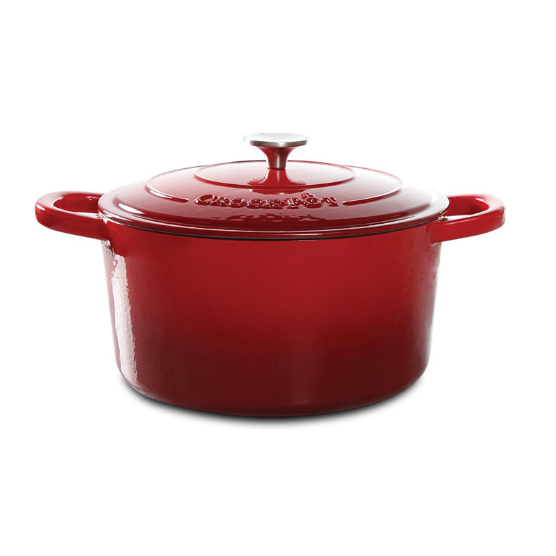 Scarlet Red 7 qt Enameled Cast Iron Oval Dutch Oven with Lid