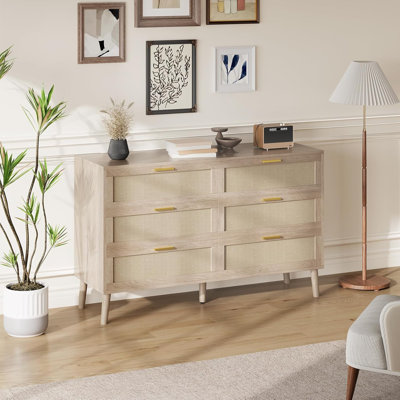 Commode Mid-Century moderne pour garde-robe avec poignées, surface supérieure spacieuse