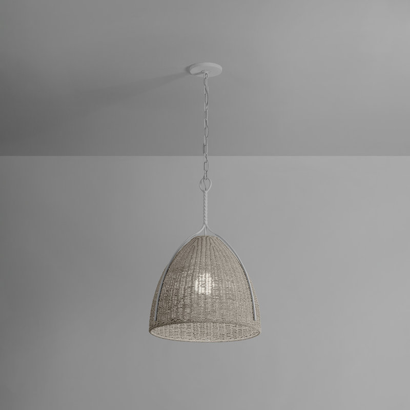 Luminaire suspendu Woodlawn en plâtre blanc, H 26,5 po x l 18,5 po x P 18,5 po
