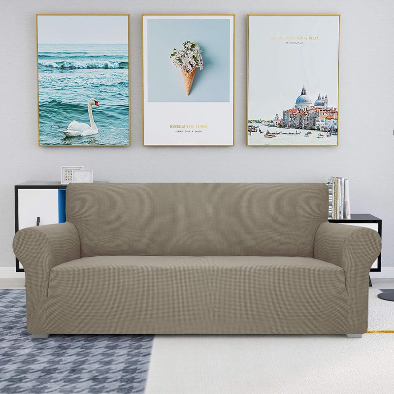 Housse pour canapé en tissu, H 41 po x l 91 po x P 42 po, Tissu tan