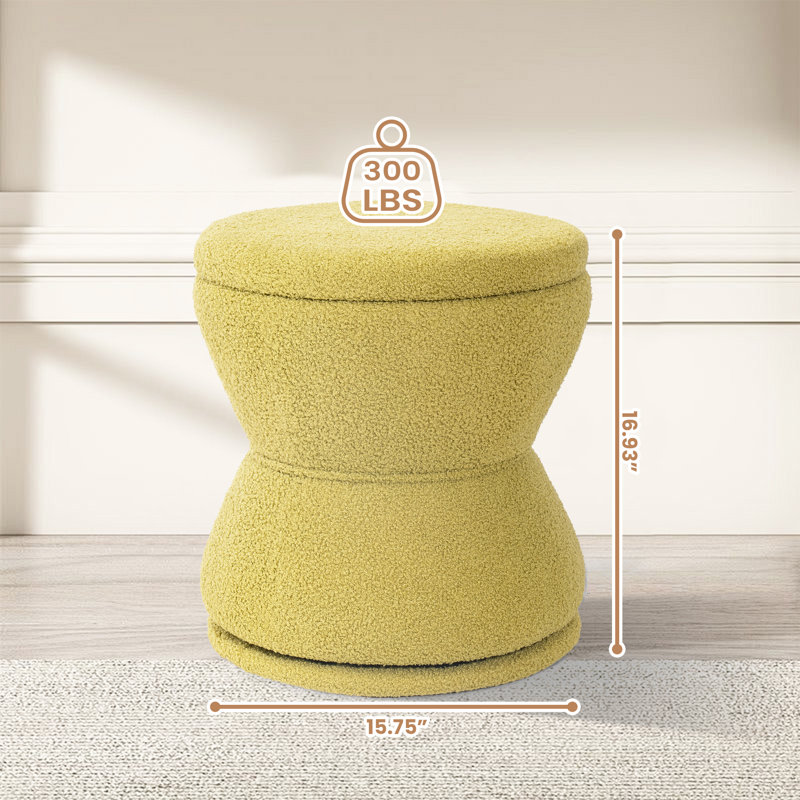 360 Degree Swivel Sherpa Ottoman With Storage, Modern Boucle Footrest Coffee Table For Living Room, Makeup Rooom, Bedroom