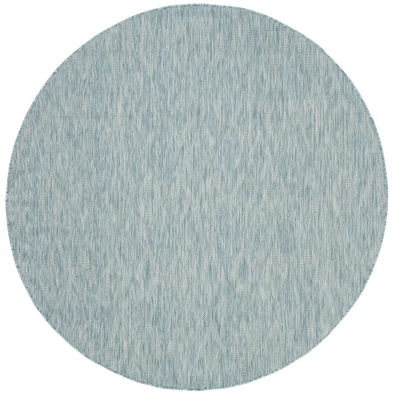Ajacia Geometric Aqua Area Indoor/Outdoor Area Rug, Round 7'1"