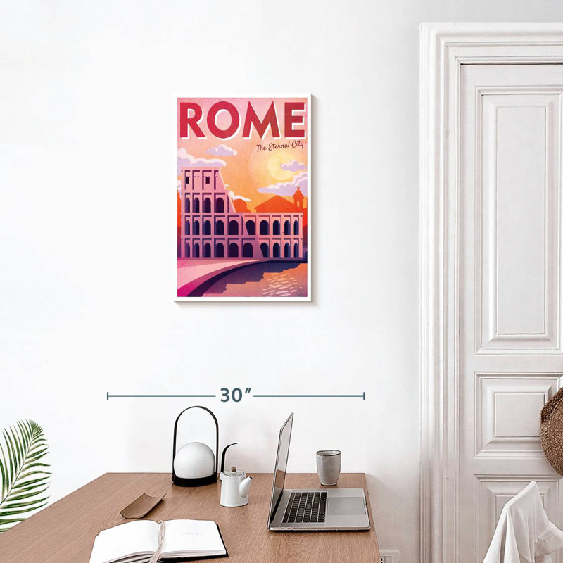 Affiche rétro de Rome, Rome, H 24 po x l 16 po