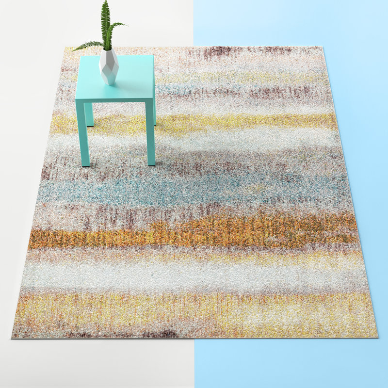 Tapis crème / jaune Lasley, Rectangle 7 pi 9 po x 10 pi