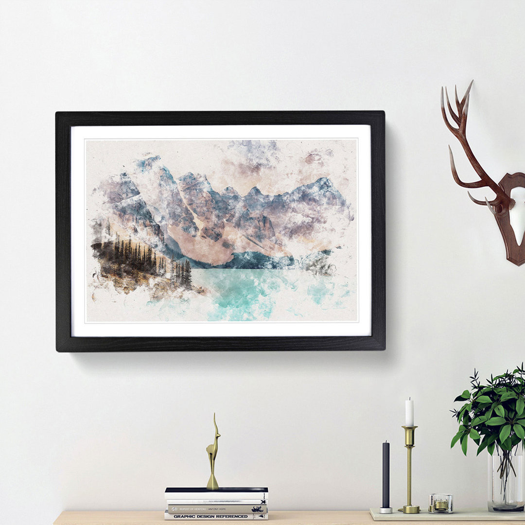 Mountains by Lake Moraine Canada - Framed Print