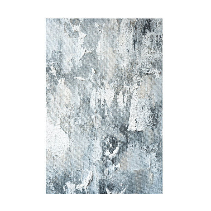 Heavy Texture White and Gray Abstract Canvas Wall Art