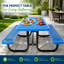 Table de pique-nique rectangulaire en acier au carbone avec trou pour parasol L 72,5 po x l 61 po x H 29,5 po