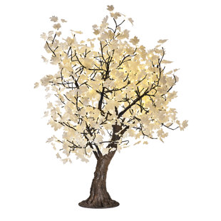 Érable 5 pieds, feuilles vertes, lumières DEL blanc chaud