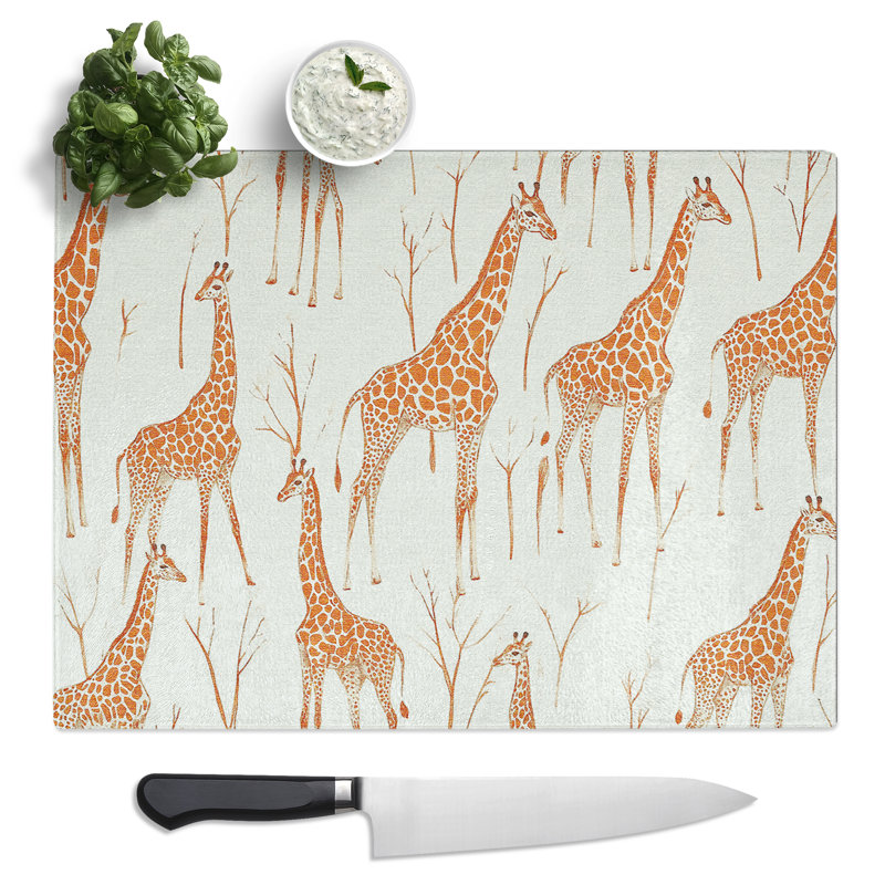 Giraffe Pattern  Glass Chopping Board