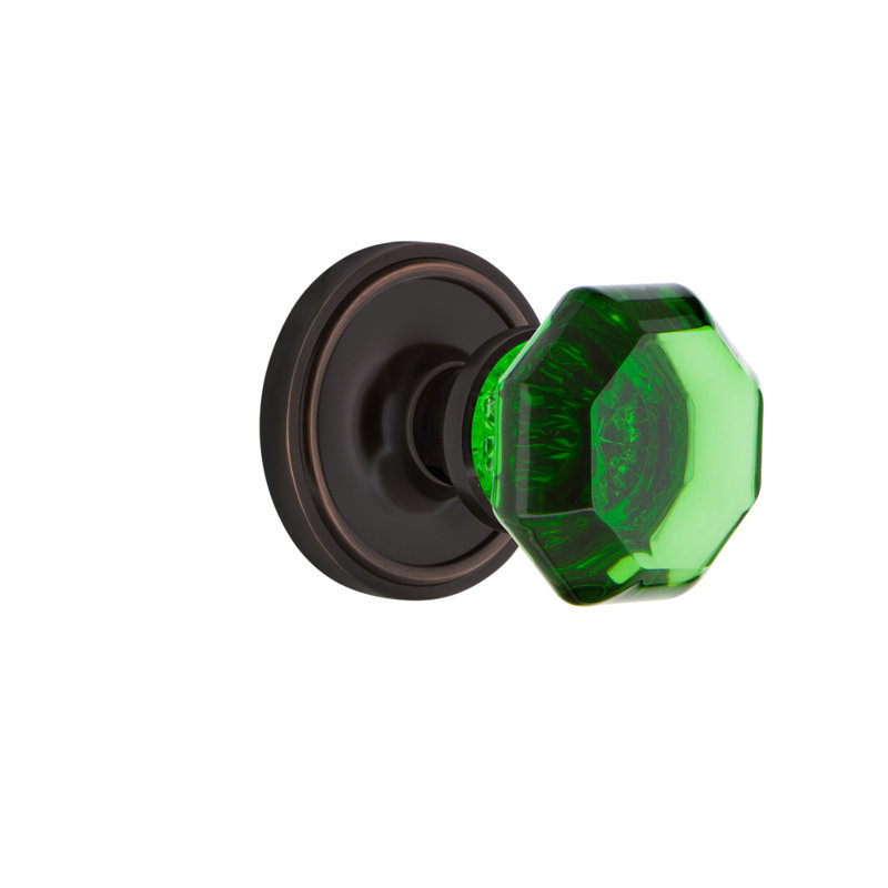 Rosette classique avec bouton de porte Waldorf émeraude, 2 3/4 po, Bronze intemporel