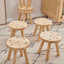  Tabouret en bois massif avec motif à pois 3D ludique, petit repose-pieds rond en bois, support pour plante, marchepied pour tout-petit