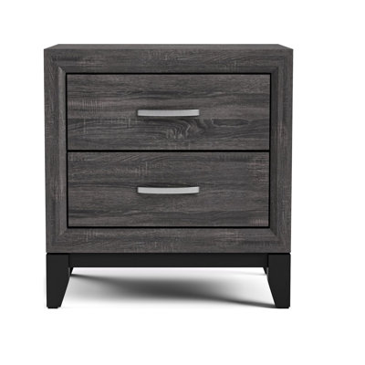 Contemporary Two-tone 2-drawer Nightstand With Wooden Legs - Engineered Wood Bedroom Side Table