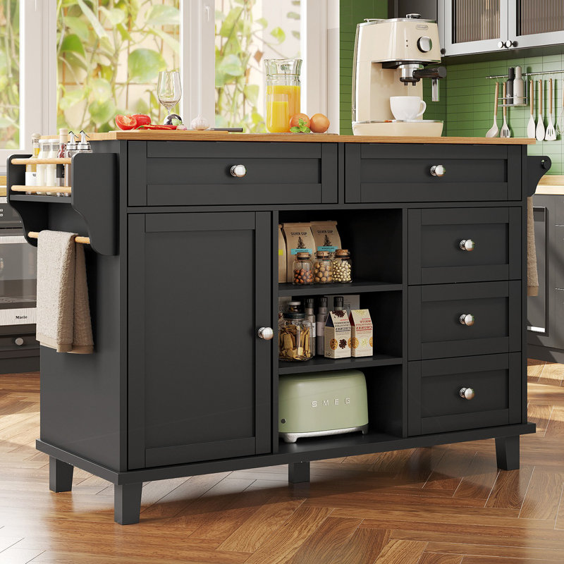 Wood Kitchen Island, White